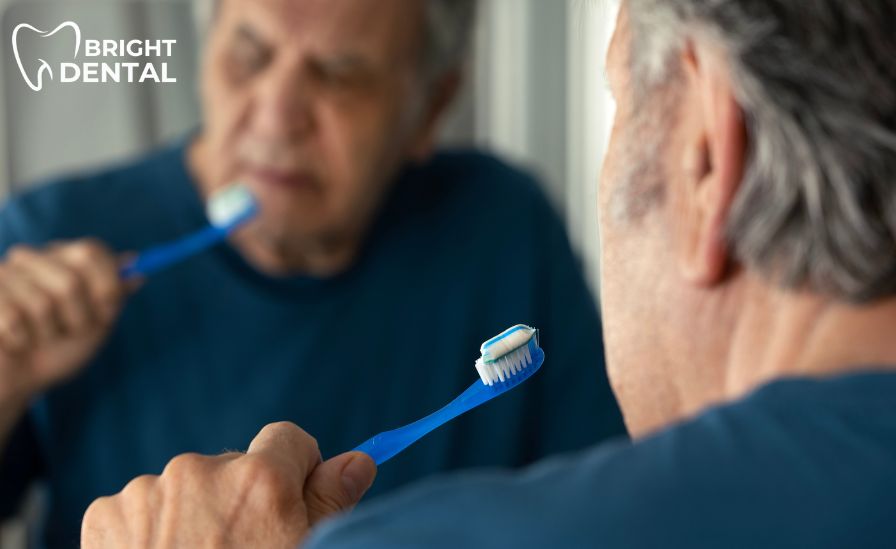 Person brushing teeth incorrectly, a common daily oral hygiene mistake affecting enamel and gums