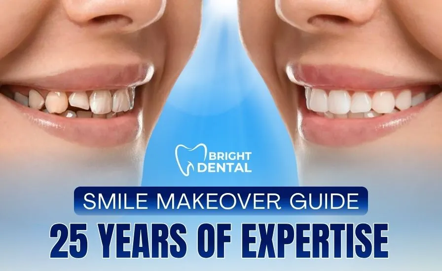Smile Makeover Guide by Bright Dental in Des Plaines showcasing 25 years of cosmetic dentistry expertise.