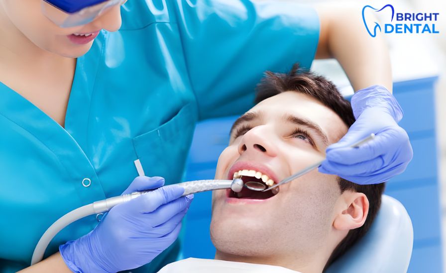 Healthy teeth and bright smile after proper dental care