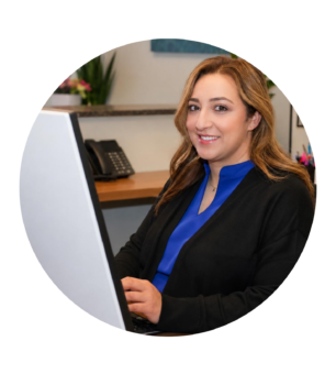 Andrea, an experienced Patient Coordinator, supporting patients with dental treatment plans, scheduling, insurance, and financial arrangements.