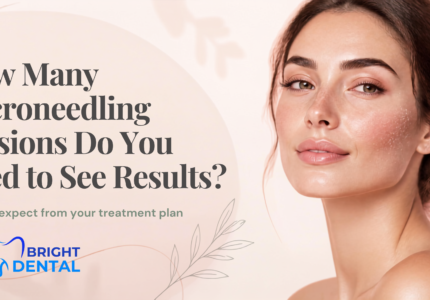 Skin progress comparison showing results after a series of microneedling sessions at Bright Dental