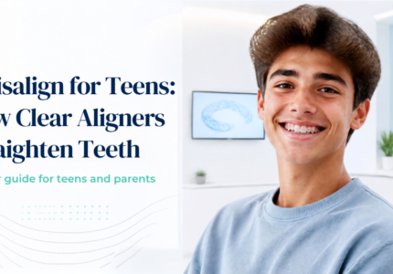 Teenager wearing Invisalign clear aligners as part of teen orthodontic treatment at Bright Dental